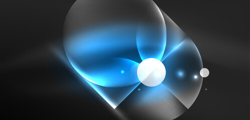 Abstract background blue shiny glowing neon color round elements and circles. Techno futuristic vector Illustration For Wallpaper, Banner, Background, Card, Book Illustration, landing page