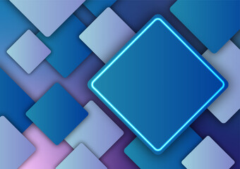 Modern style frame neon square light line geometric presentation background