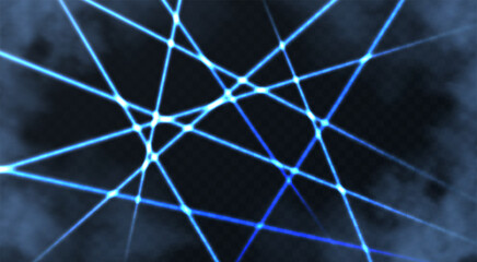 Blue lazer background with realistic  fog. vector illustration. Light beam security.