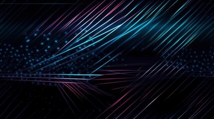 abstract background with line wave, digital technology network concept wallpaper, red blue dark base gradient spectrum shooting stars short, generative ai