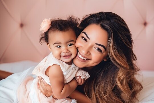 beautiful mother and baby, happy mother's day, ai generated