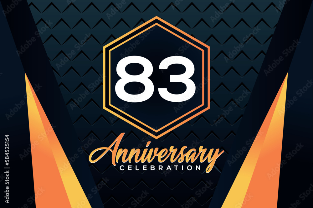 Wall mural 83 year anniversary celebration logo design with elegance double orange line on luxury background