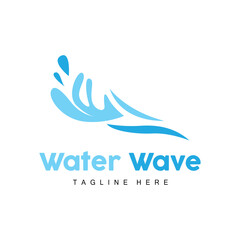 Water Wave Logo, Deep Sea Vector, Maritime Background Template Design