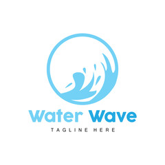 Water Wave Logo, Deep Sea Vector, Maritime Background Template Design