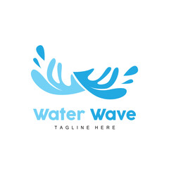 Naklejka premium Water Wave Logo, Deep Sea Vector, Maritime Background Template Design