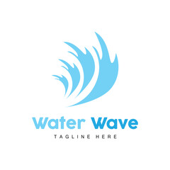 Water Wave Logo, Deep Sea Vector, Maritime Background Template Design