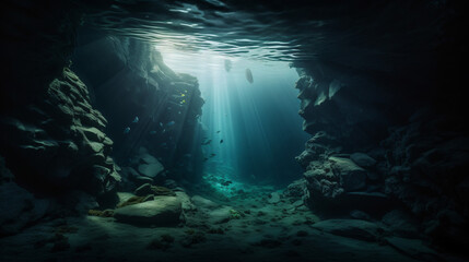 aqua creatures under ocean bed magical vibe generative ai