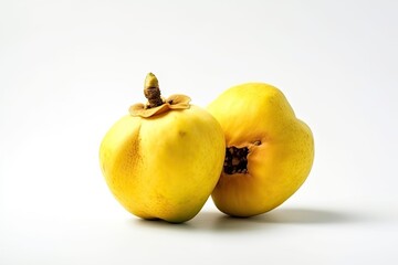 Closeup of Quince on a white background. Created by Generative AI technology.