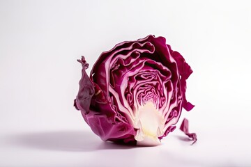 Closeup of Red Cabbage on a white background. Created by Generative AI technology.
