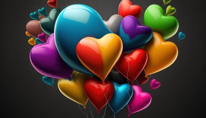 Fototapeta na wymiar Colorful heart shape balloons. Generative AI.