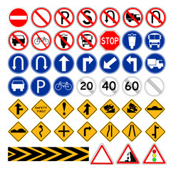 set Simple vector road sign, isollated on white