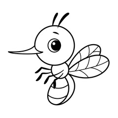 Cute Mosquito Coloring Page Cartoon Vector Illustration
