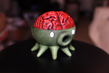 3d printed plastic tako octopus zombie with exposed brain