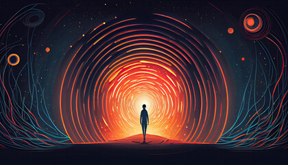 Spiritual experience and supernatural astral moment  and cosmos at night with Generative AI Technology