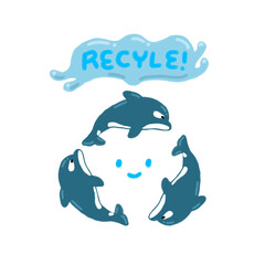 recycling mark with dolphin