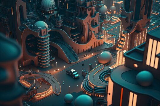 futursitic city for avianhumiond landscape vertical shapes. Future City. Generative AI