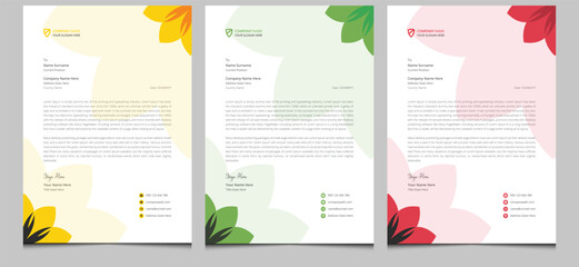 Simple abstract modern clean elegant minimalist creative professional corporate identity company flower business style letterhead template design.