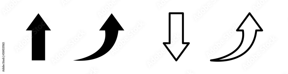 Poster Upward and curve arrow icons collection design vector. Direction button symbol.