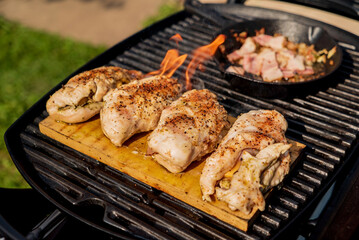 grilled chicken on the grill