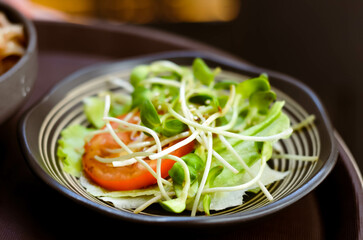 Vegan beetroot avocado salad .