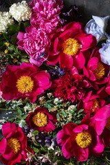spring flowers on the dark background.