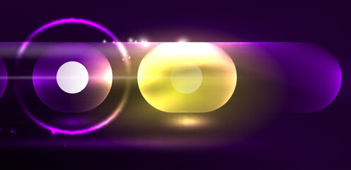 Abstract glowing neon light techno circles background