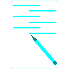 Obraz premium Blue and White Color Paper and Pencil Illustration