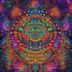Obraz premium Psychedelic Pointillism, Abstract, AI