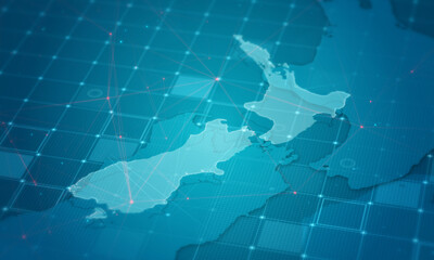 New Zealand Map Digital Cyber Background