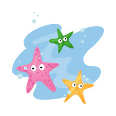 Fototapeta na wymiar Starfish in flat style. Marine icon in cartoon style. Summer vector illustration.