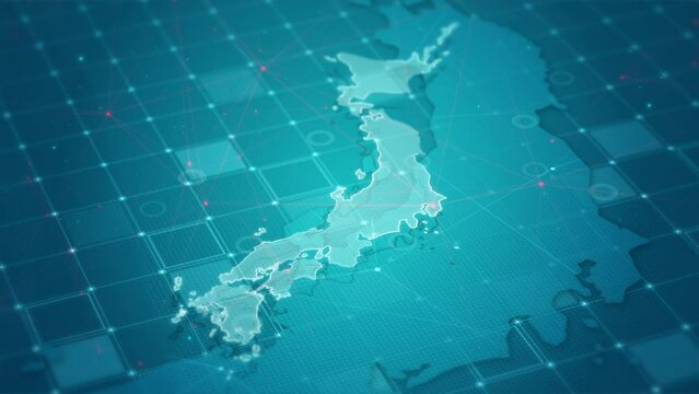 Japan Map Digital Cyber Background