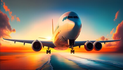 Embrace the Splendor of a Panoramic Sunrise Flight on a State-of-the-Art Passenger Jet