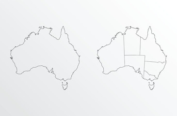 A map of Australia with the country's borders.