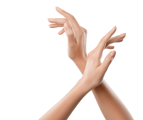 Woman's hands crossed. Woman moisturising hands, close up. Pamper your hands with moisturizing routine. Perfect for beauty blogs and magazines.