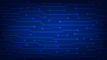 Hi tech digital circuit board. AI pad and electrical lines connected on blue lighting background. futuristic technology design element concept