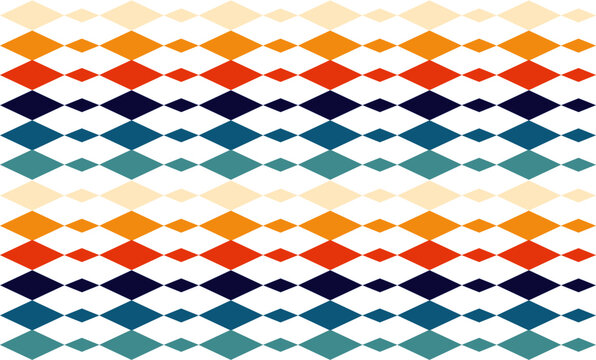 Vintage tone orange and blue diamond stripes repeat seamless pattern, replete image design For fabric printing
