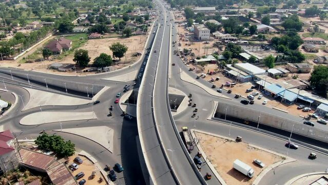 Large highway interchange in Yola Town, Nigeria - aerial view