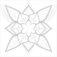 Pleasing decorative flower of Coloring book page for adult Black outline and white background