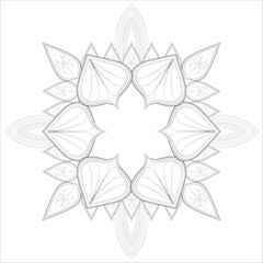 Pleasing decorative flower of Coloring book page for adult Black outline and white background