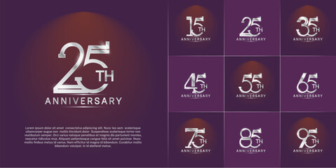 set of anniversary logotype silver color for special celebration event