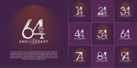 set of anniversary logotype silver color for special celebration event