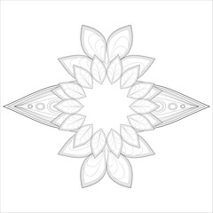 coloring page. Doodle flowers in black and white pleasing for adults' coloring page. pleasing decorative flower of Coloring book page for adult Black outline and white background