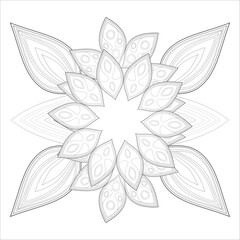 coloring page. Doodle flowers in black and white pleasing for adults' coloring page. pleasing decorative flower of Coloring book page for adult Black outline and white background