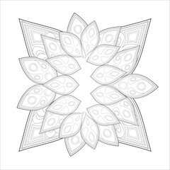 coloring page. Doodle flowers in black and white pleasing for adults' coloring page. pleasing decorative flower of Coloring book page for adult Black outline and white background