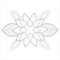 coloring page. Doodle flowers in black and white pleasing for adults' coloring page. pleasing decorative flower of Coloring book page for adult Black outline and white background