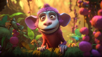 Piece of artwork featuring the 3D colorful monkey - Generative AI