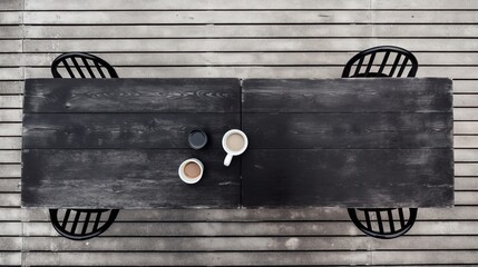 easy simple minimalism style two cup of coffee morning drink on table with copy space, Generative Ai