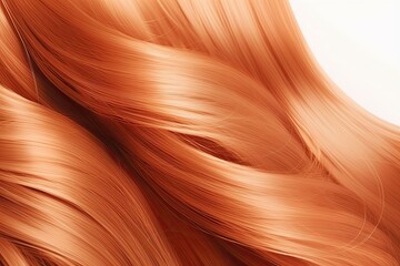 Beautiful Glossy Natural Ginger Colored Hair Texture Isolated on White Background. Generative Ai.
