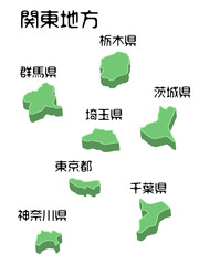 地図 立体的な関東地方のベクターイラスト