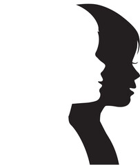 並んだ子供の横顔シルエット
